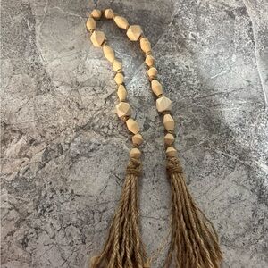 Natural Wood Beaded Tassel Decor